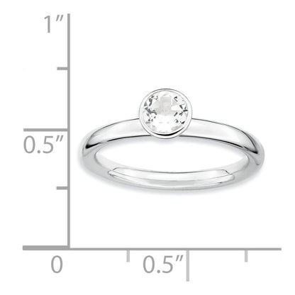 Sterling Silver Stackable Expressions High 5mm Round White Topaz Ring