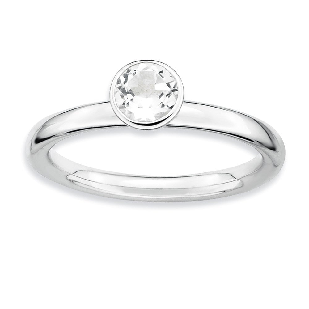 Sterling Silver Stackable Expressions High 5mm Round White Topaz Ring