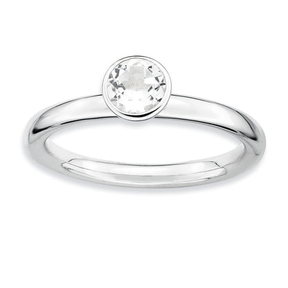 Sterling Silver Stackable Expressions High 5mm Round White Topaz Ring