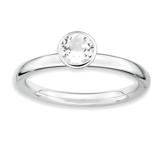 Sterling Silver Stackable Expressions High 5mm Round White Topaz Ring
