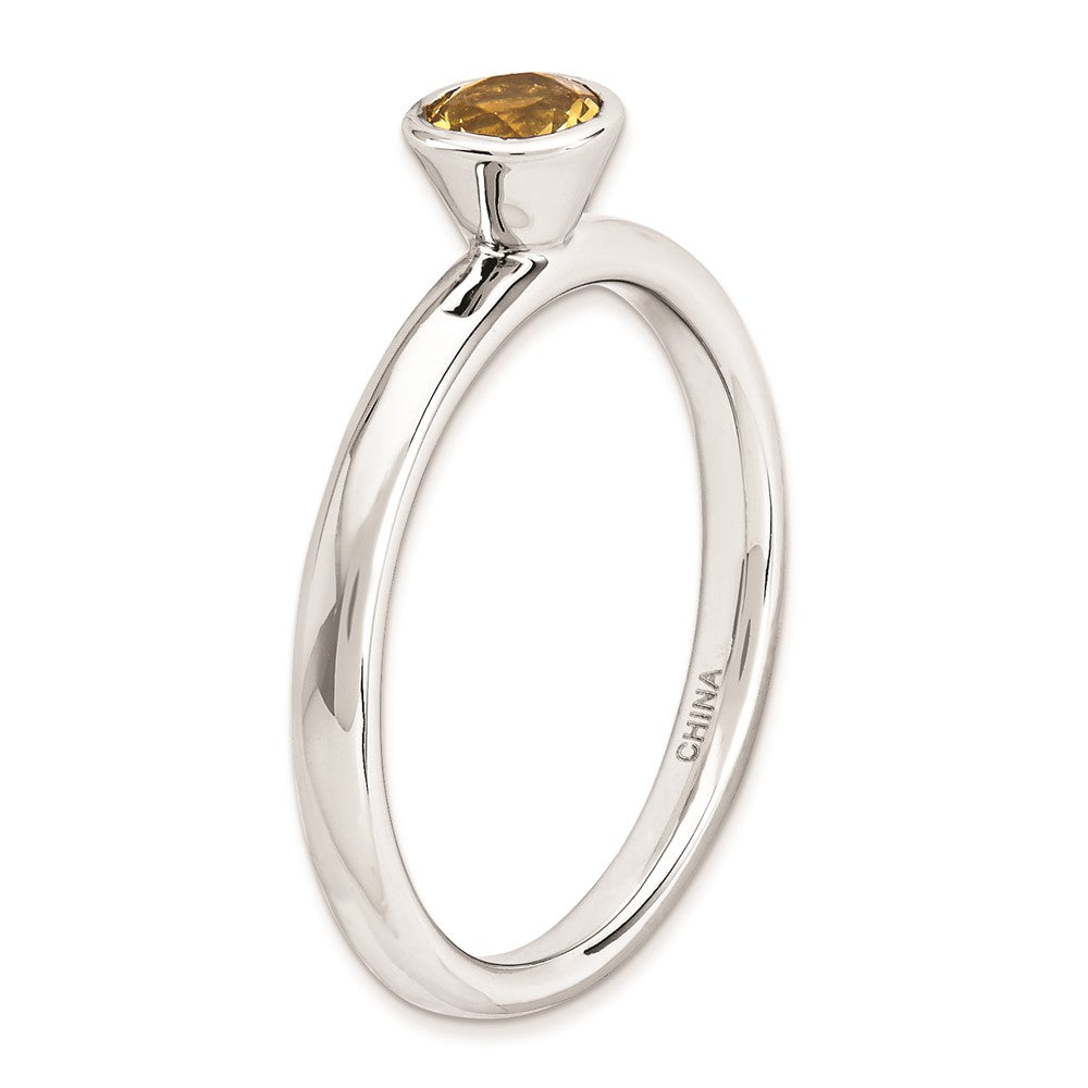 Sterling Silver Stackable Expressions High 5mm Round Citrine Ring