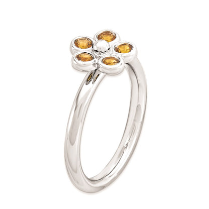 Sterling Silver Stackable Expressions Citrine Flower Ring