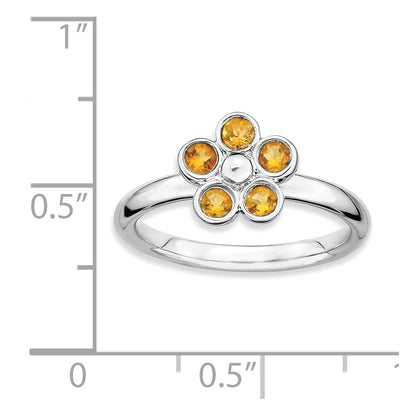 Sterling Silver Stackable Expressions Citrine Flower Ring