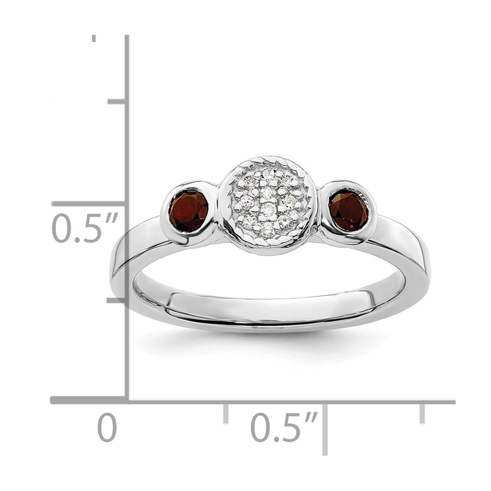 Sterling Silver Stackable Expressions Dbl Round Garnet u0026 Dia. Ring