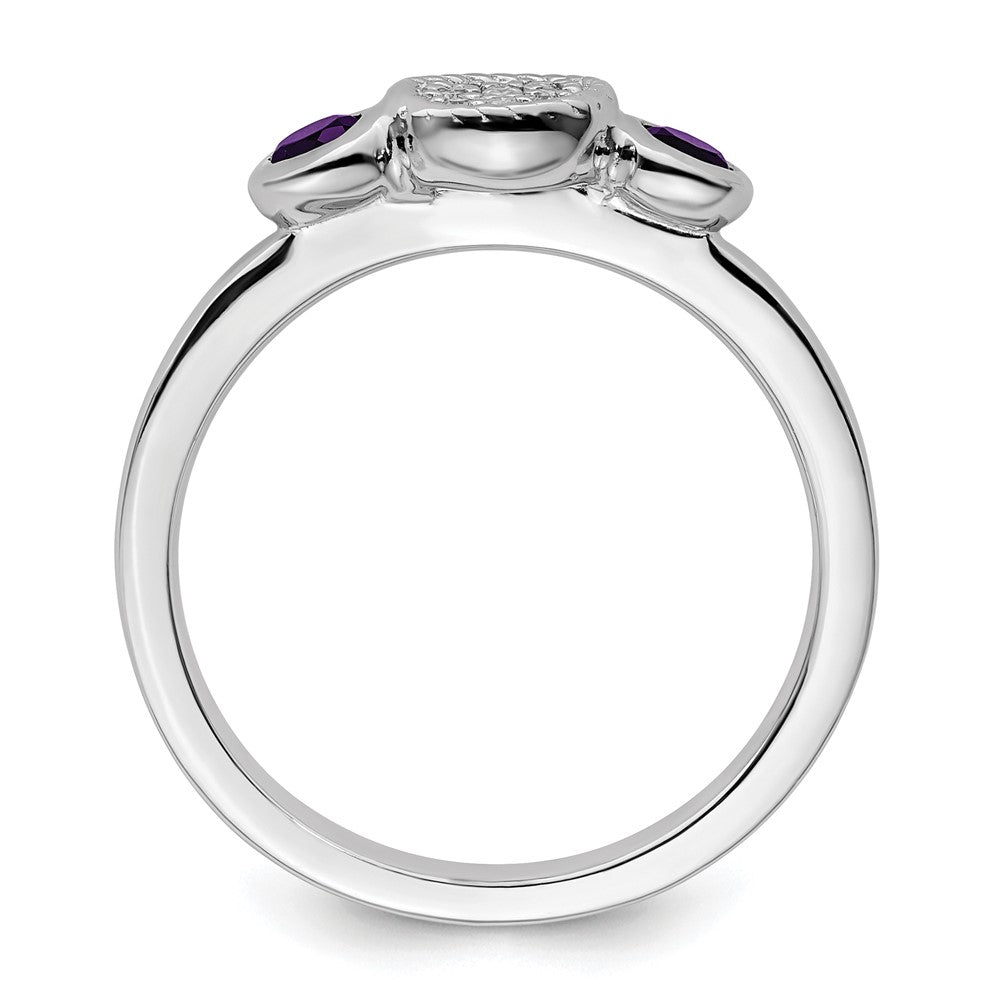 Sterling Silver Stackable Expressions Dbl Round Amethyst u0026 Dia. Ring