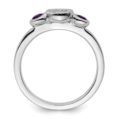 Sterling Silver Stackable Expressions Dbl Round Amethyst u0026 Dia. Ring