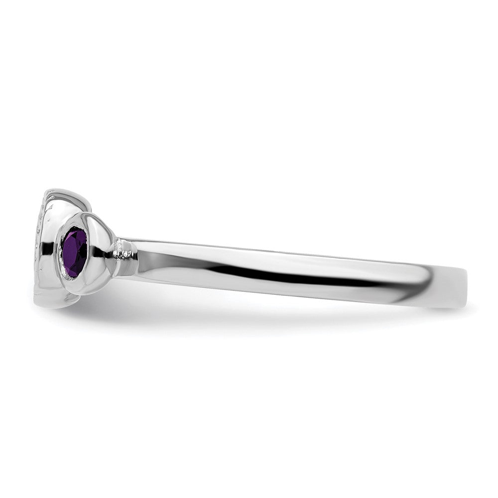 Sterling Silver Stackable Expressions Dbl Round Amethyst u0026 Dia. Ring