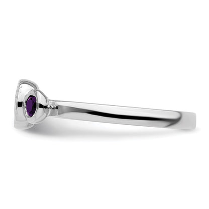 Sterling Silver Stackable Expressions Dbl Round Amethyst u0026 Dia. Ring