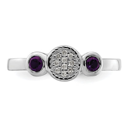 Sterling Silver Stackable Expressions Dbl Round Amethyst u0026 Dia. Ring