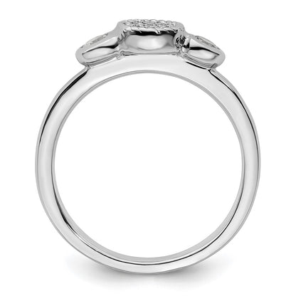 Sterling Silver Stackable Expressions Dbl Round White Topaz u0026 Dia. Ring