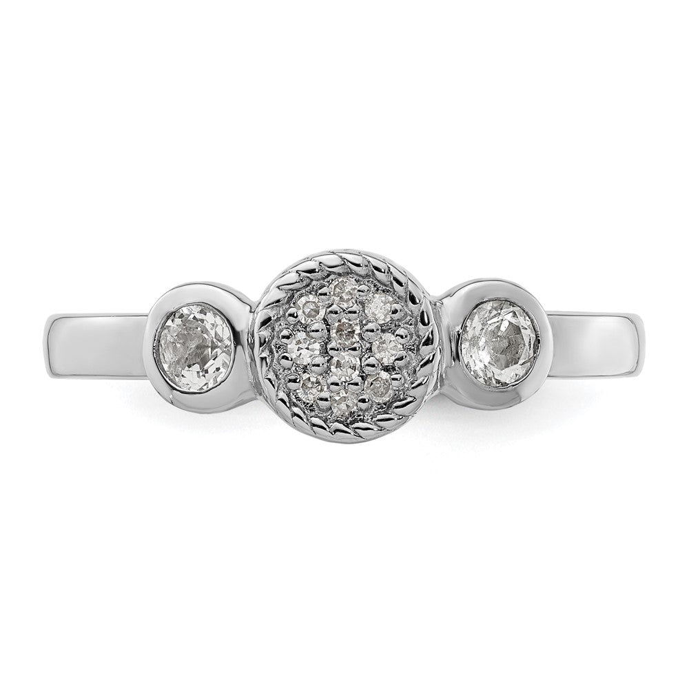 Sterling Silver Stackable Expressions Dbl Round White Topaz u0026 Dia. Ring