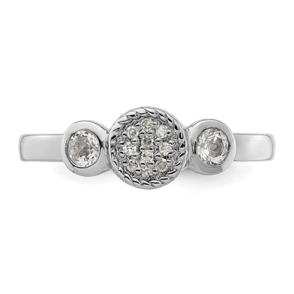 Sterling Silver Stackable Expressions Dbl Round White Topaz u0026 Dia. Ring