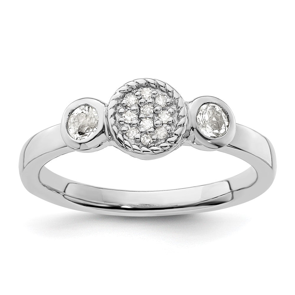 Sterling Silver Stackable Expressions Dbl Round White Topaz u0026 Dia. Ring
