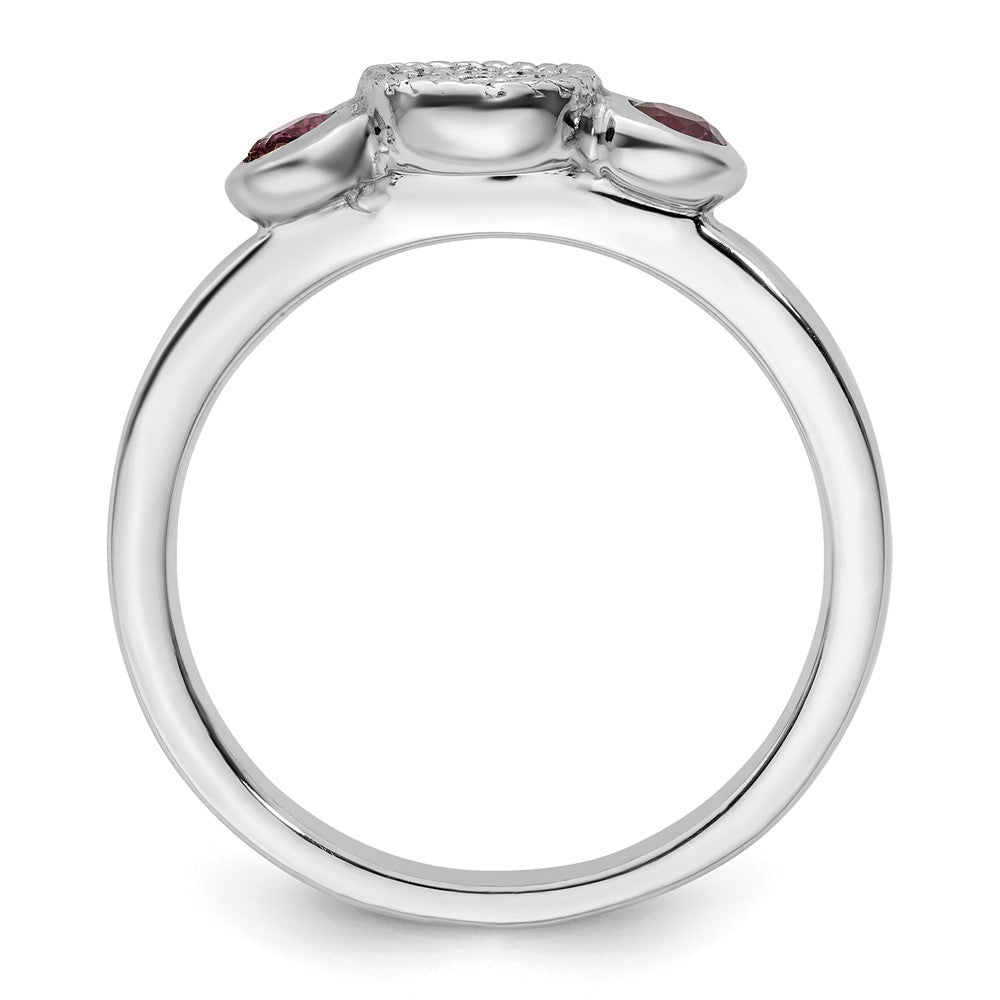 Sterling Silver Stackable Expressions Dbl Round Rhod. Garnet u0026 Dia. Ring