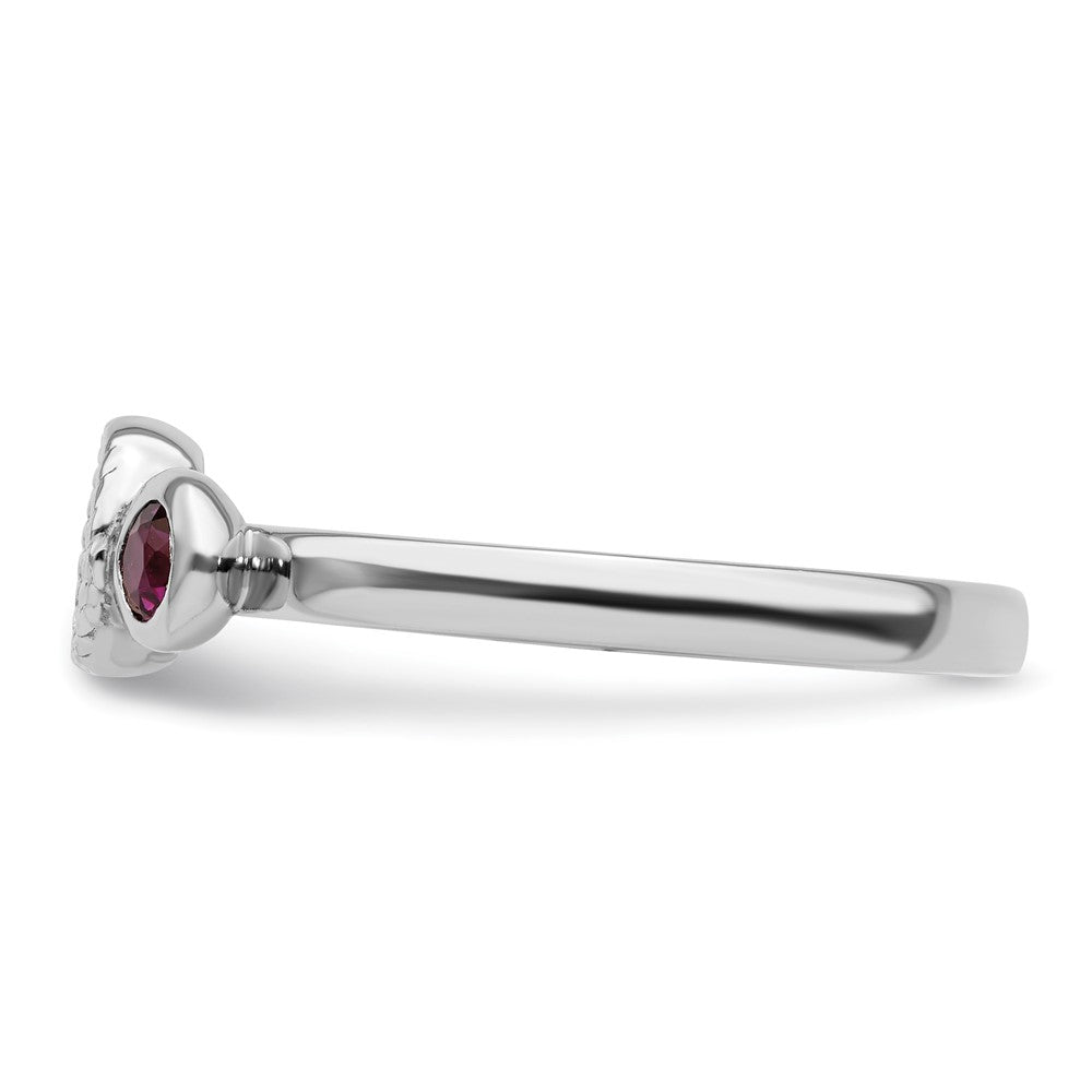 Sterling Silver Stackable Expressions Dbl Round Rhod. Garnet u0026 Dia. Ring