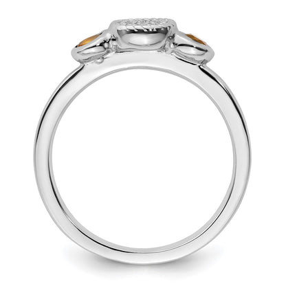 Sterling Silver Stackable Expressions Dbl Round Citrine u0026 Dia. Ring