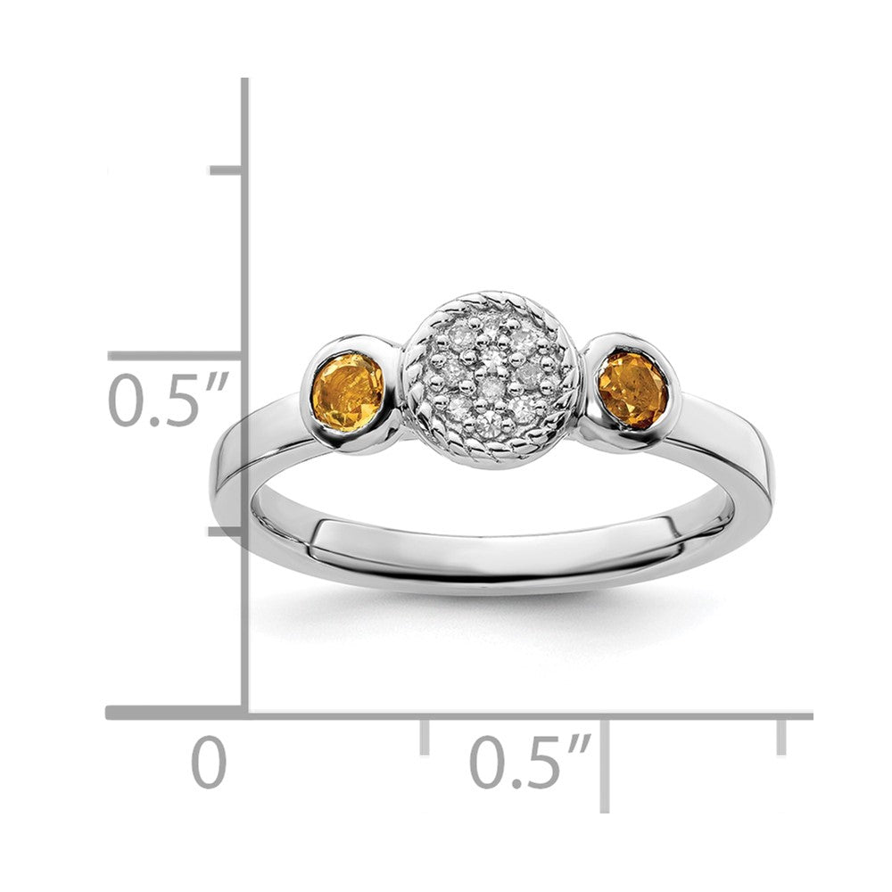 Sterling Silver Stackable Expressions Dbl Round Citrine u0026 Dia. Ring