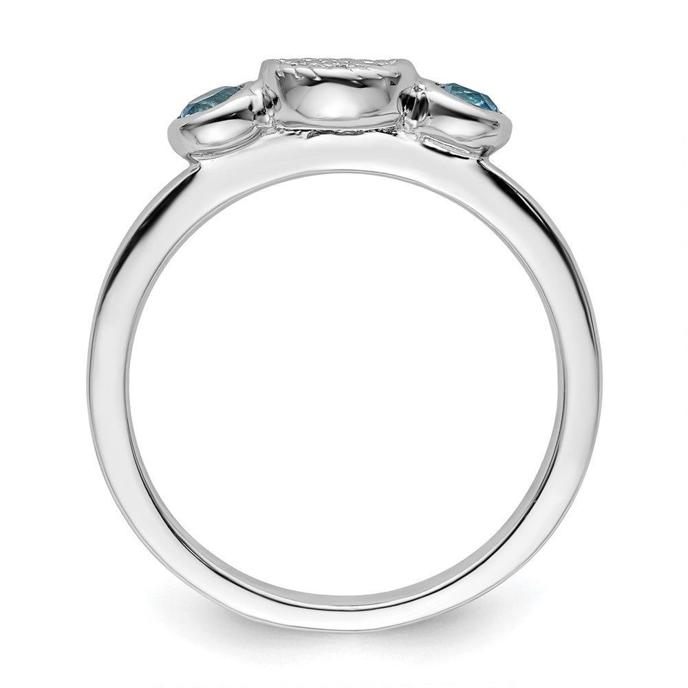 Sterling Silver Stackable Expressions Dbl Round Blue Topaz u0026 Dia. Ring