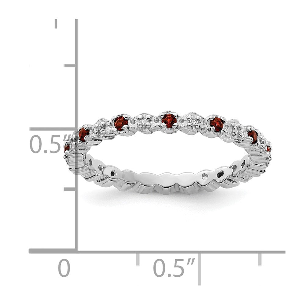 Sterling Silver Stackable Expressions Garnet u0026 Diamond Ring