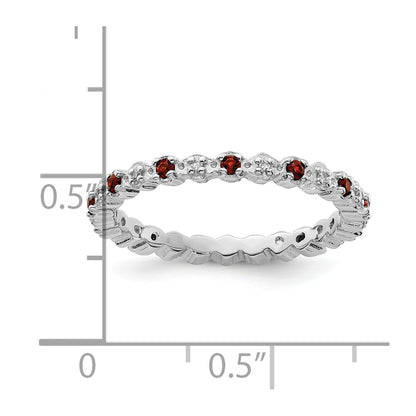 Sterling Silver Stackable Expressions Garnet u0026 Diamond Ring