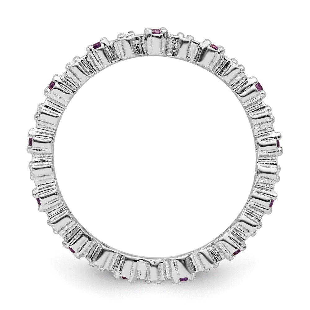 Sterling Silver Stackable Expressions Amethyst u0026 Diamond Ring