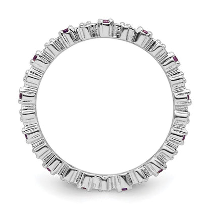 Sterling Silver Stackable Expressions Amethyst u0026 Diamond Ring