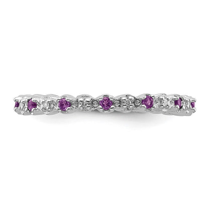 Sterling Silver Stackable Expressions Amethyst u0026 Diamond Ring