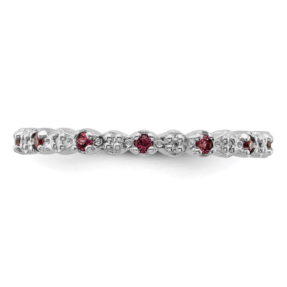 Sterling Silver Stackable Expressions Rhod. Garnet u0026 Diamond Ring