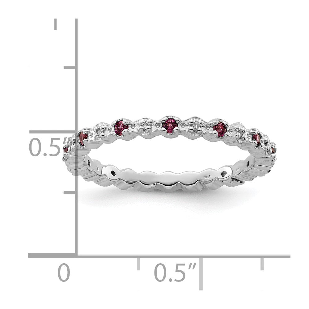 Sterling Silver Stackable Expressions Rhod. Garnet u0026 Diamond Ring