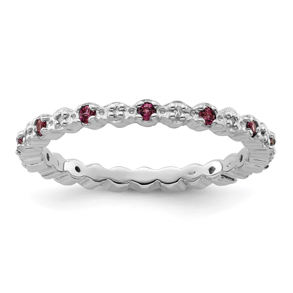 Sterling Silver Stackable Expressions Rhod. Garnet u0026 Diamond Ring