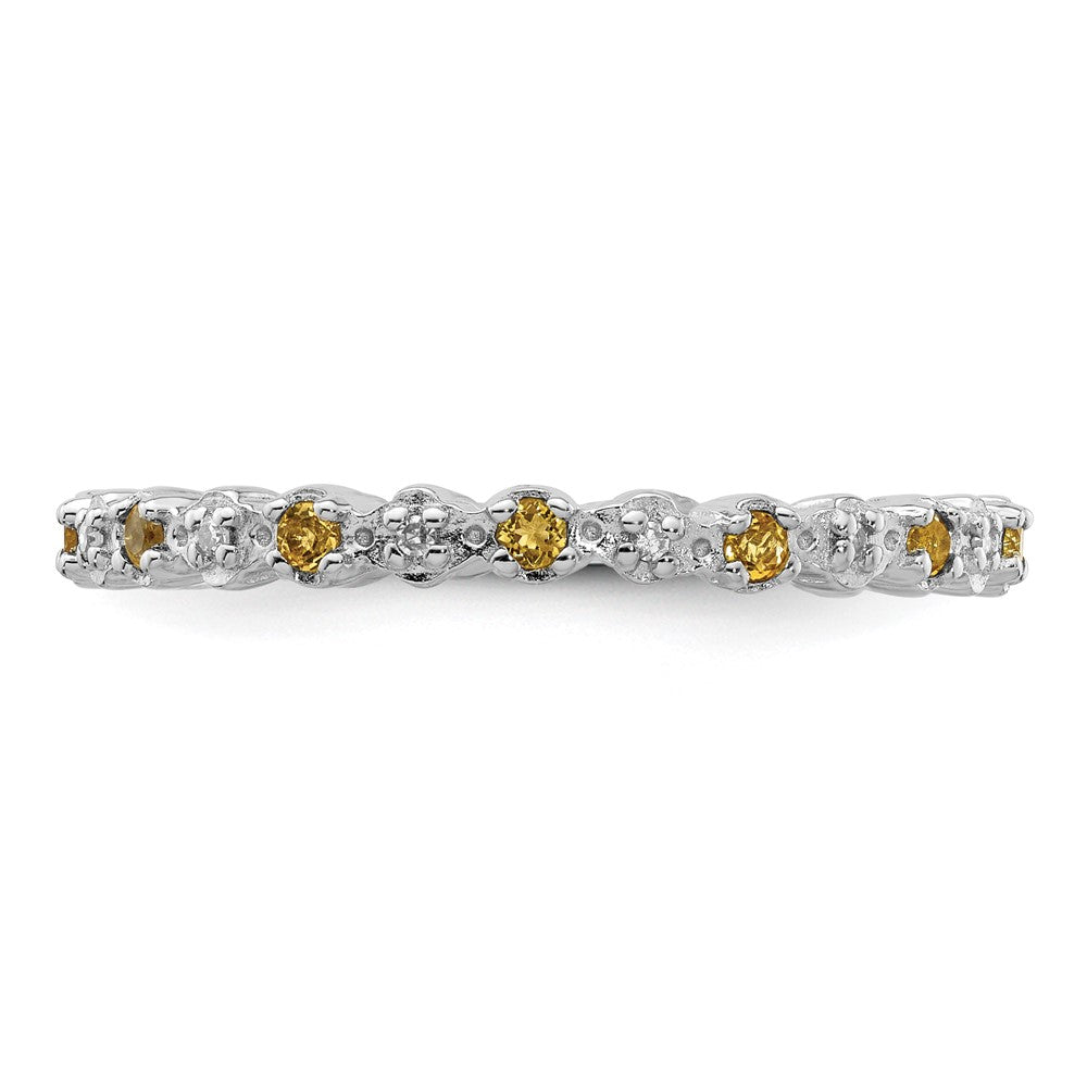 Sterling Silver Stackable Expressions Citrine u0026 Diamond Ring