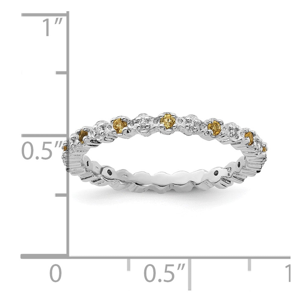Sterling Silver Stackable Expressions Citrine u0026 Diamond Ring