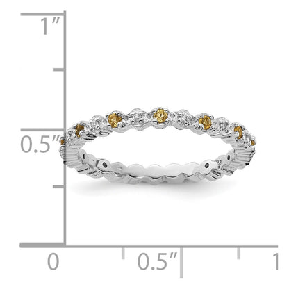 Sterling Silver Stackable Expressions Citrine u0026 Diamond Ring
