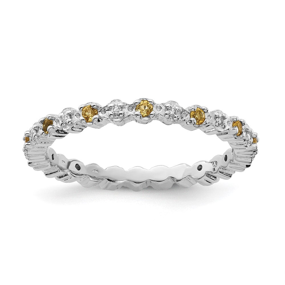 Sterling Silver Stackable Expressions Citrine u0026 Diamond Ring