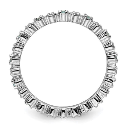 Sterling Silver Stackable Expressions Blue Topaz u0026 Diamond Ring