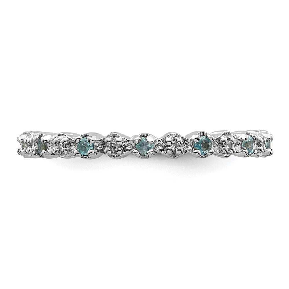 Sterling Silver Stackable Expressions Blue Topaz u0026 Diamond Ring