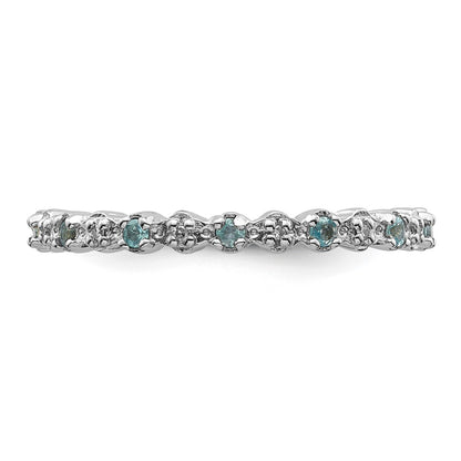 Sterling Silver Stackable Expressions Blue Topaz u0026 Diamond Ring