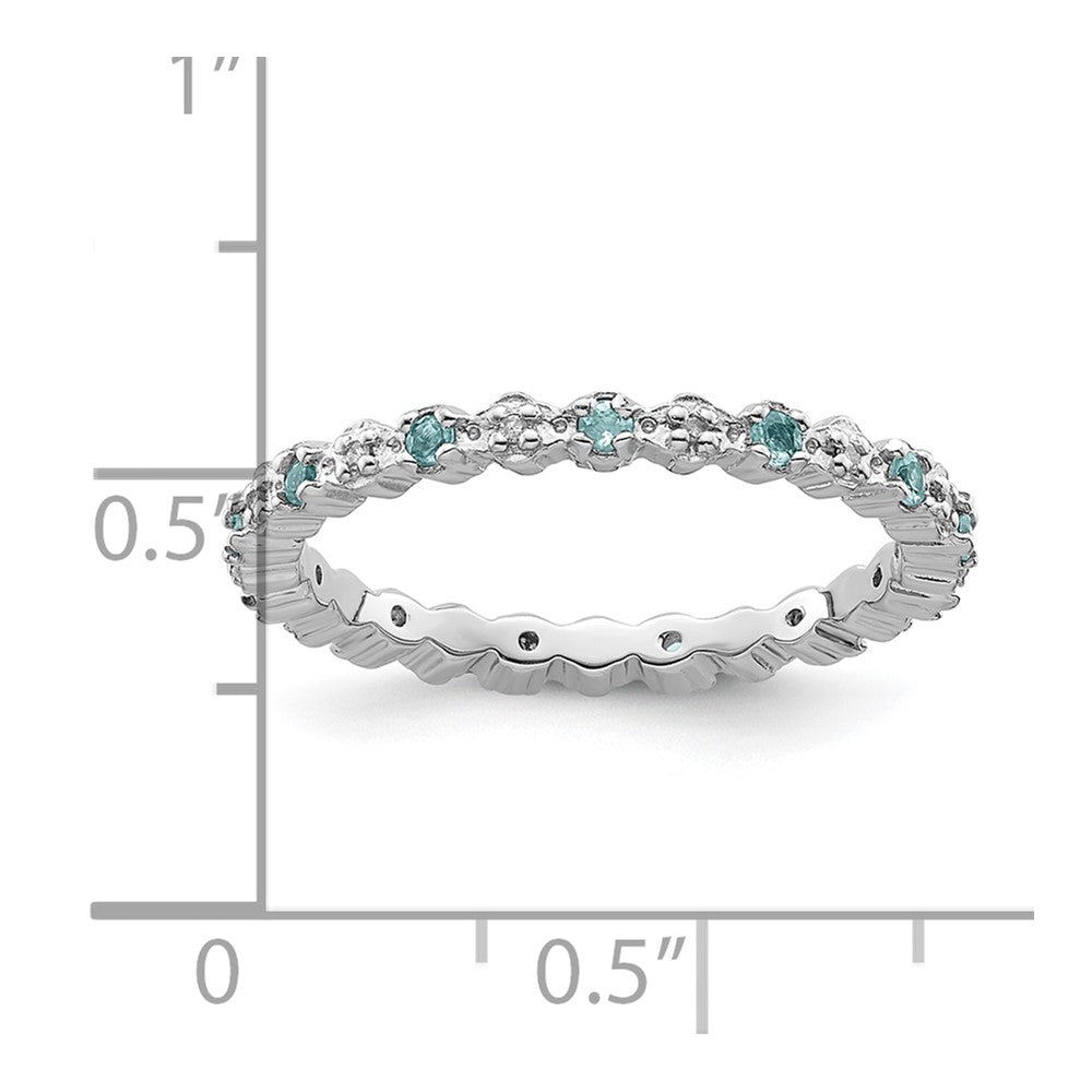 Sterling Silver Stackable Expressions Blue Topaz u0026 Diamond Ring