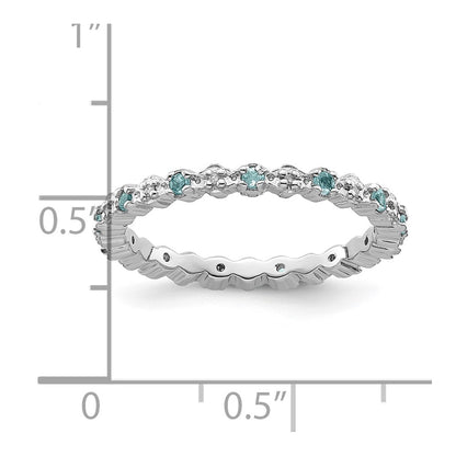 Sterling Silver Stackable Expressions Blue Topaz u0026 Diamond Ring