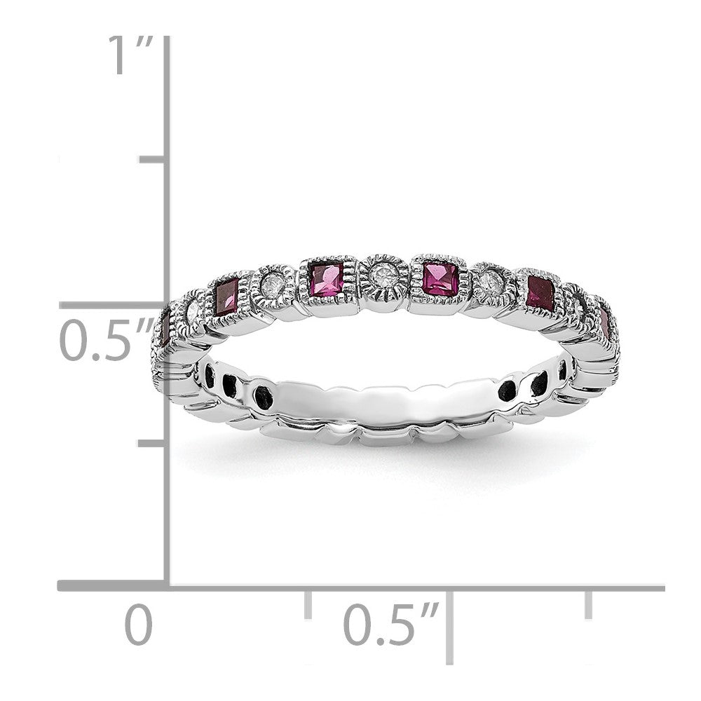 Sterling Silver Stackable Expressions Polished Created Ruby u0026