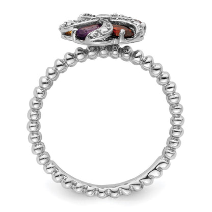 Sterling Silver Stackable Expressions Gemstone u0026 Diamond Ring