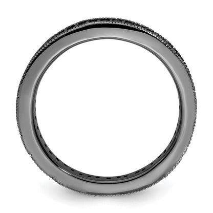 Sterling Silver Stackable Expressions Ruthenium Black Dia Ring