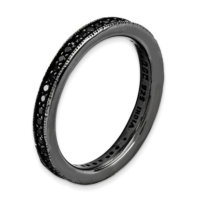 Sterling Silver Stackable Expressions Ruthenium Black Dia Ring