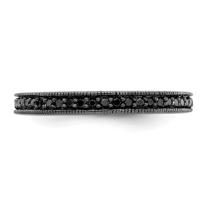 Sterling Silver Stackable Expressions Ruthenium Black Dia Ring