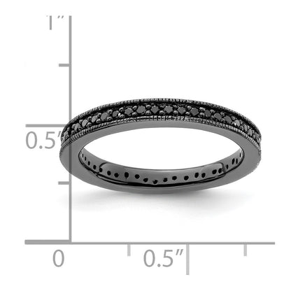 Sterling Silver Stackable Expressions Ruthenium Black Dia Ring
