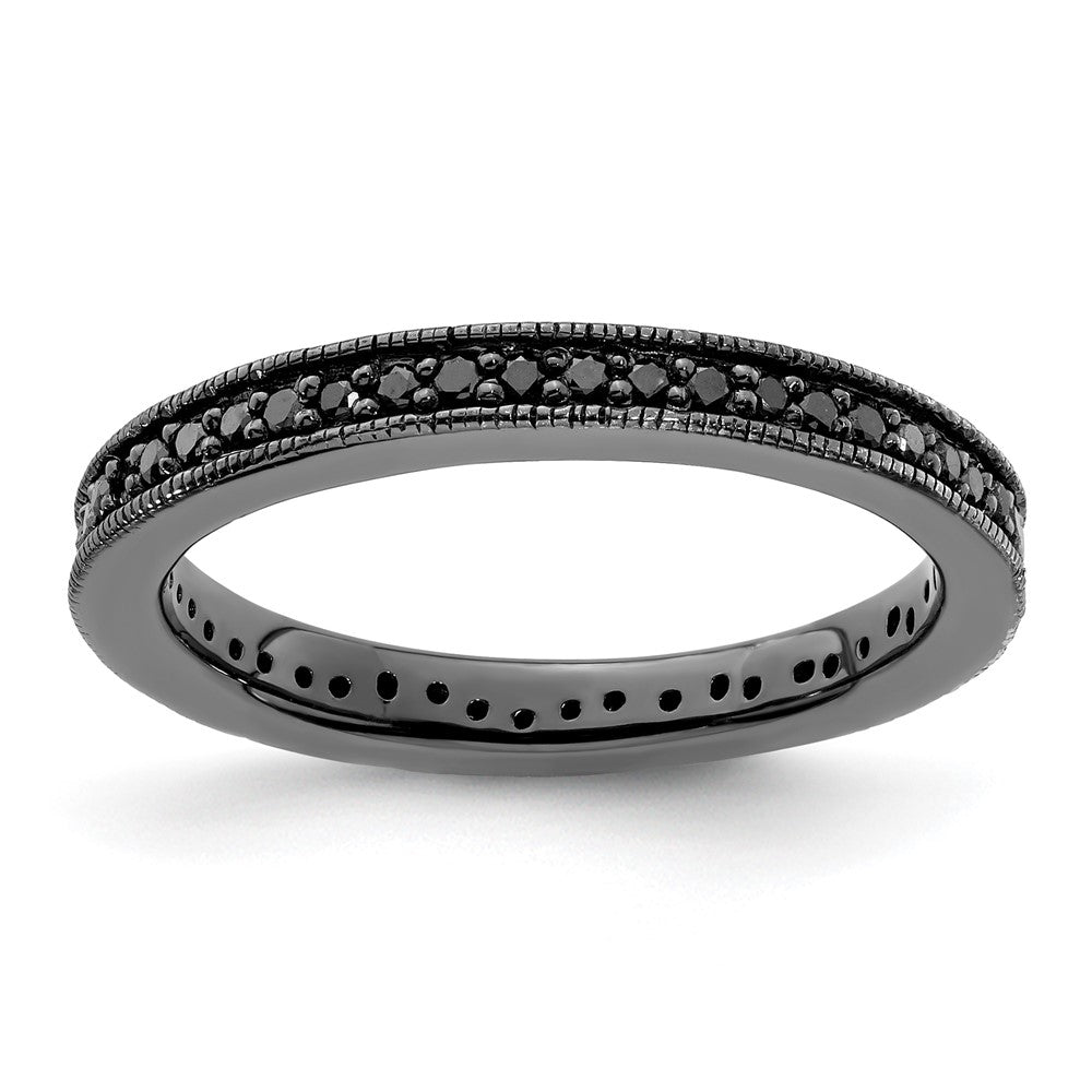 Sterling Silver Stackable Expressions Ruthenium Black Dia Ring