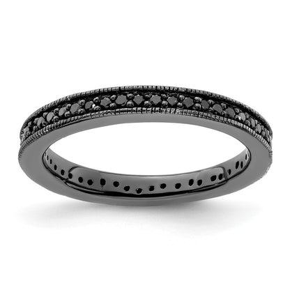 Sterling Silver Stackable Expressions Ruthenium Black Dia Ring