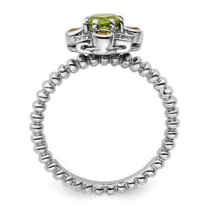 Sterling Silver Stackable Expressions Peridot, Citrine u0026 Diamond Ring