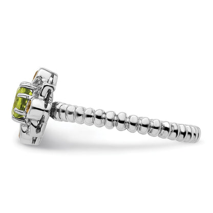 Sterling Silver Stackable Expressions Peridot, Citrine u0026 Diamond Ring