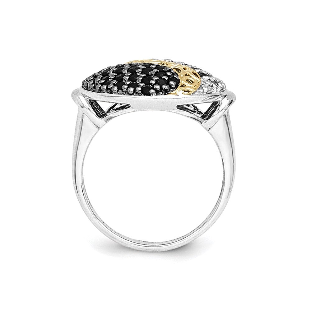 Sterling Silver Gold-Plated Black Rhodium White Topaz and Onyx Ring